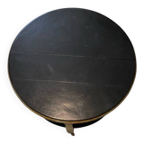 Round wooden coffee table, antique, double top, 4 legs.