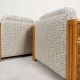 Set of 2 bamboo and rattan fauteuils with graphic fabric