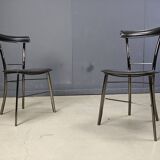 Vintage black leather dining chairs by Arrben Italy, 1980s - set of 4
