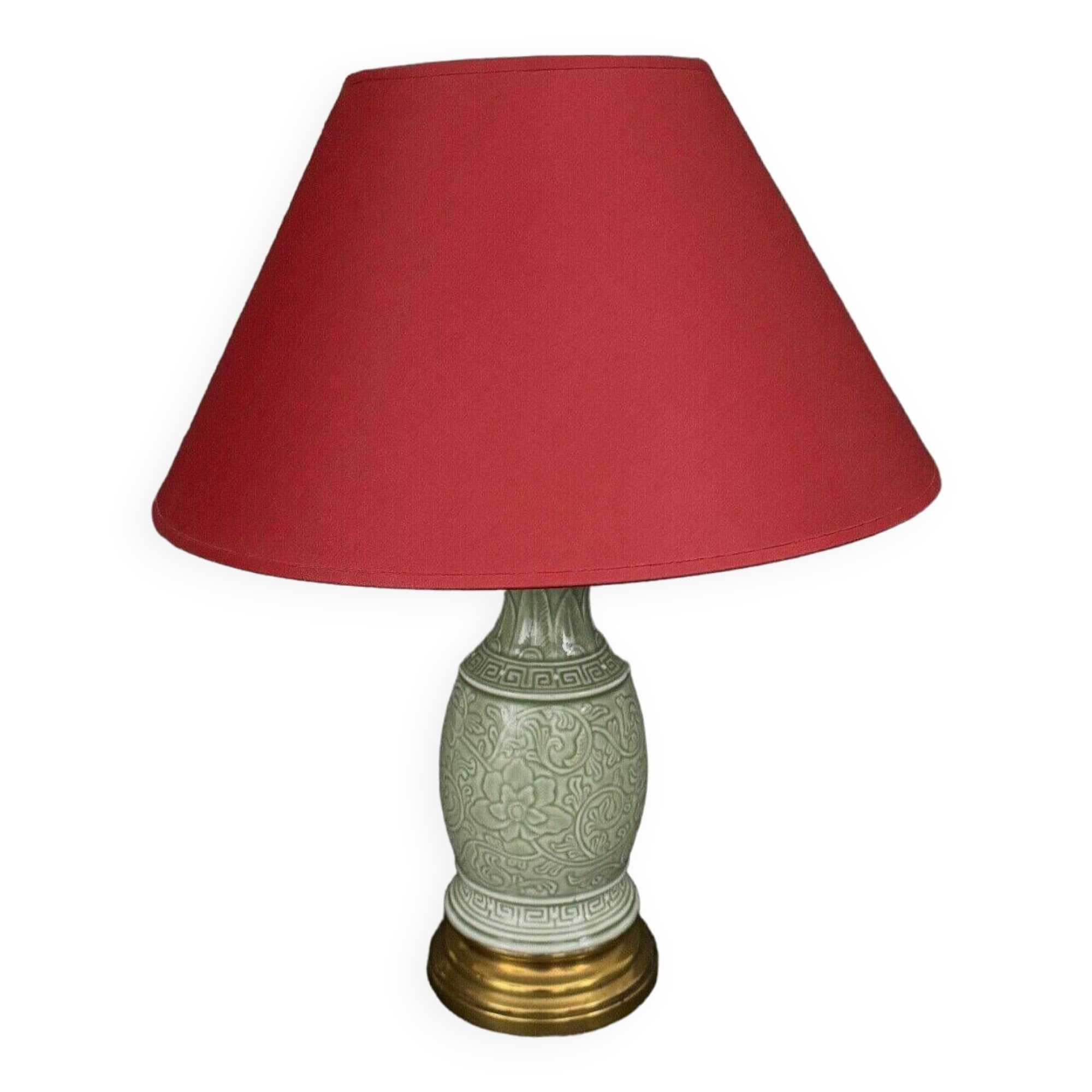 Napoleon III lamp in green cecidon on a brass base