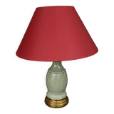 Lampe Napoléon III en céladon vert sur une base en laiton