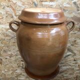 Ancien saloir pot 50l grès émaillé beige