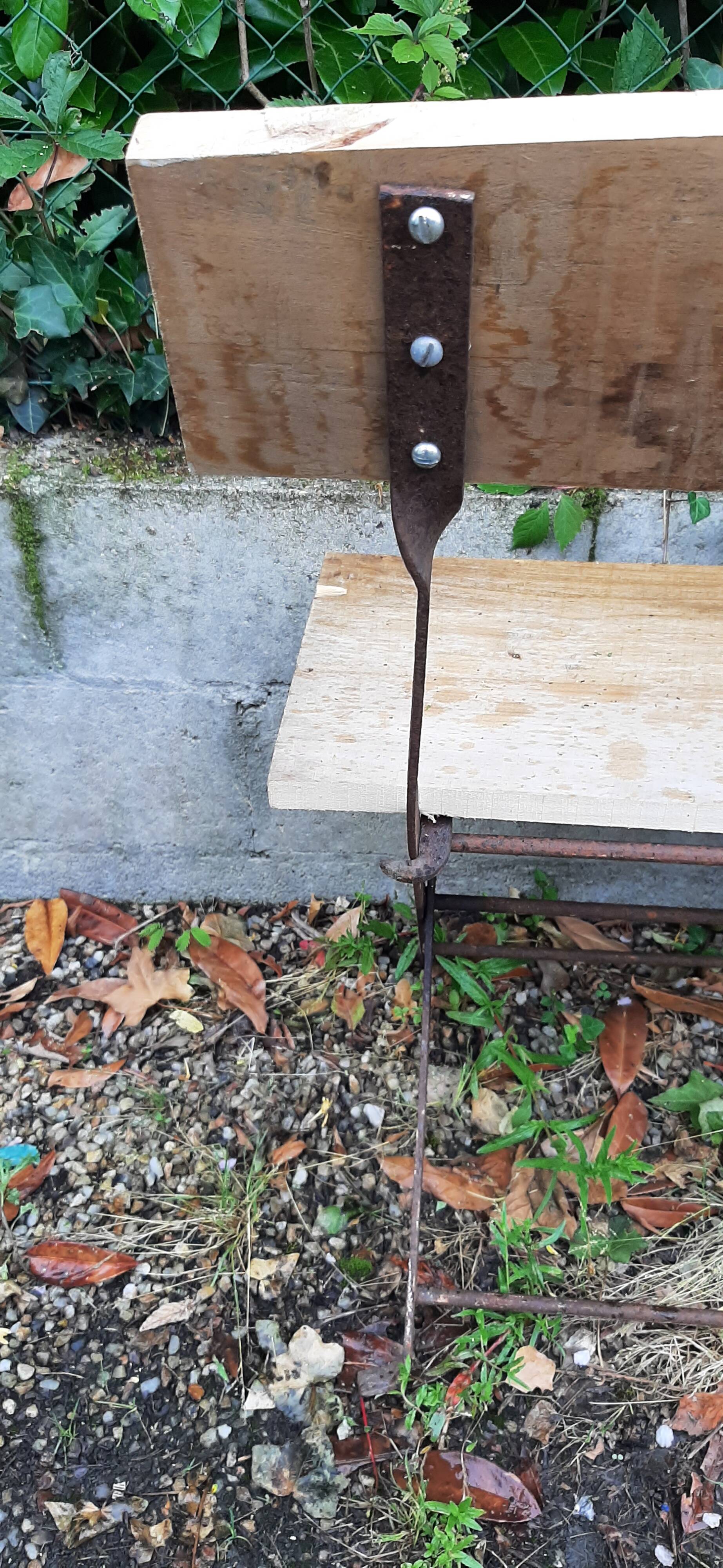 wooden and metal garden bench