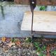wooden and metal garden bench