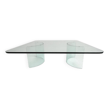 Table basse italienne moderne en verre, années 1970