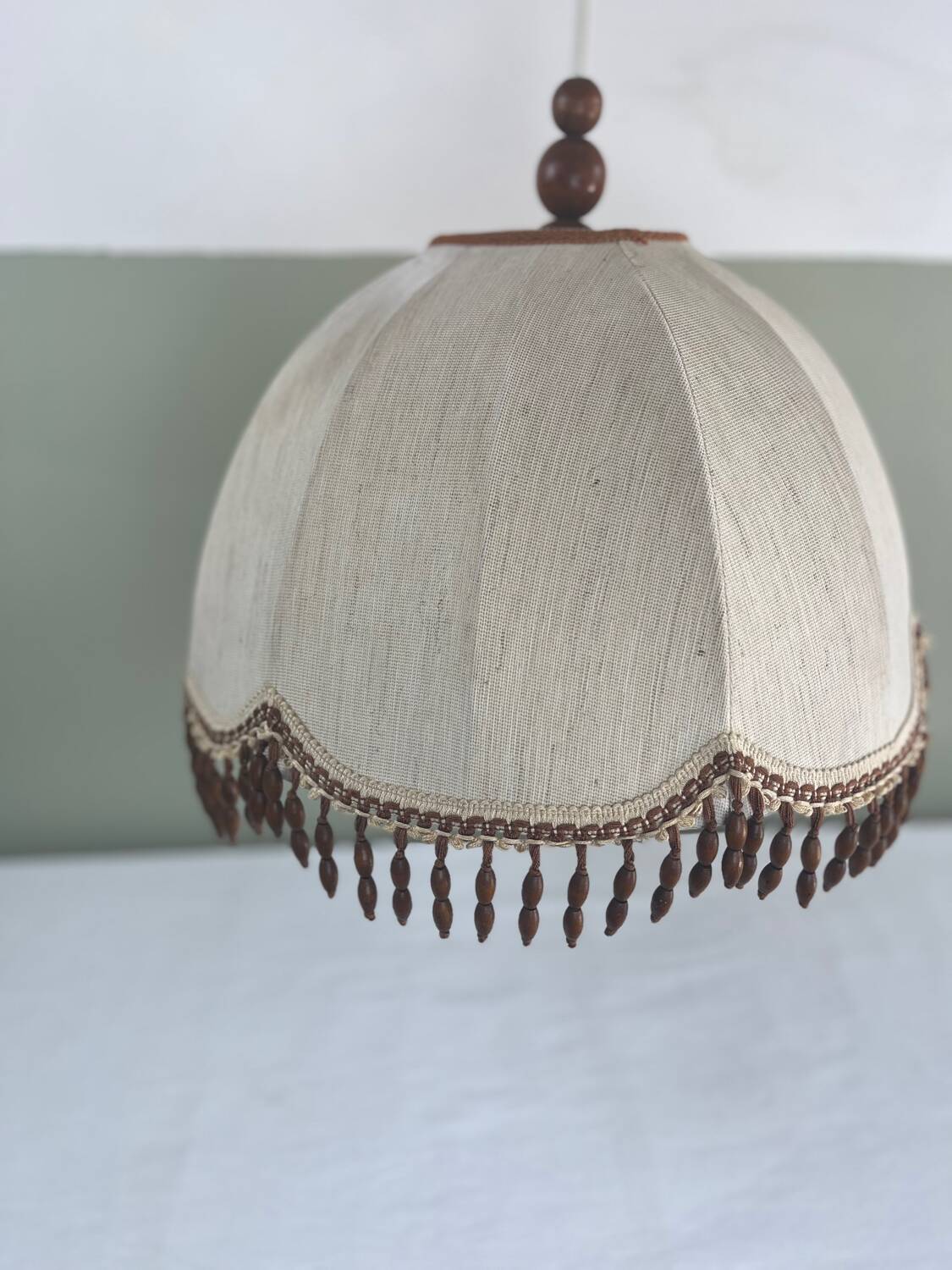 Suspension vintage perles en bois