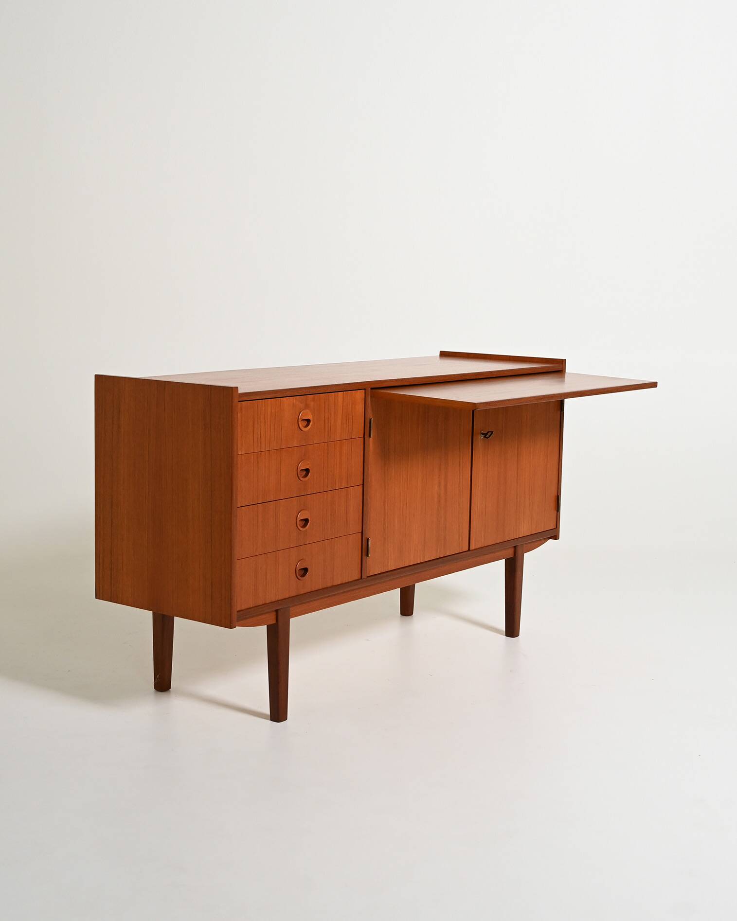Scandinavian teak sideboard with pull-out shelf, 1960s