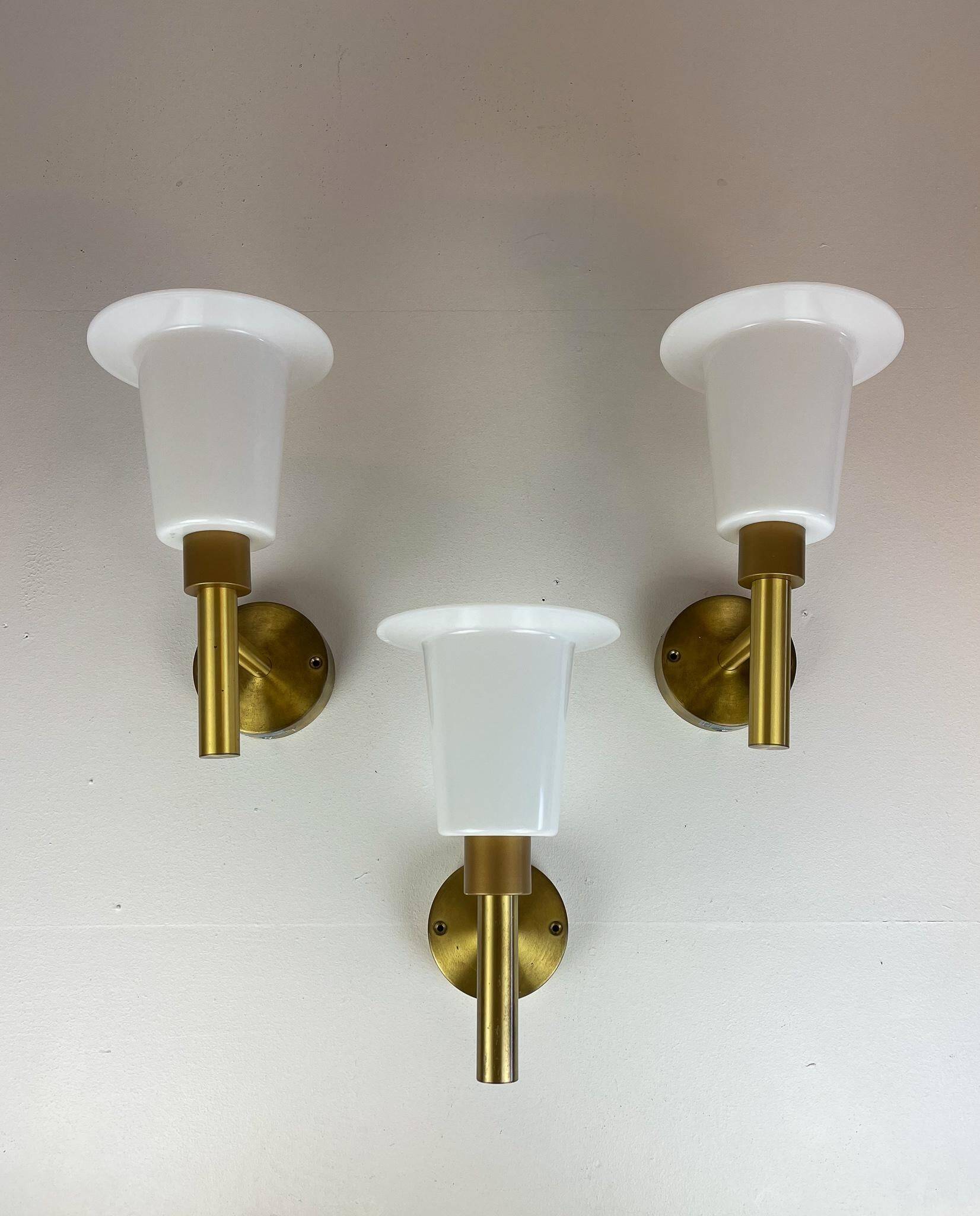 Mid-century brass and acrylic wall lamps Luxus, Sweden, 1960s