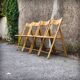 Set of 4 folding chairs in beech and caning by Habitat, 1980s.