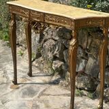 Grande console en bois doré et marbre