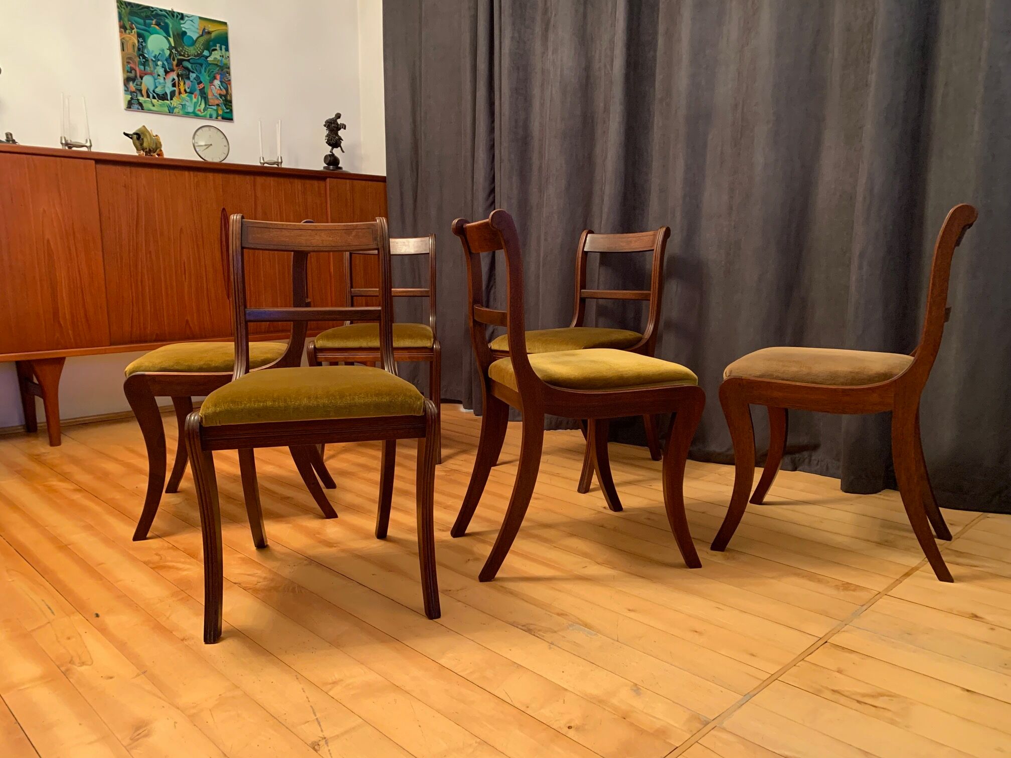 Ensemble de six chaises Regency Bevan Funnell Ltd Reprodux Angleterre années 1970