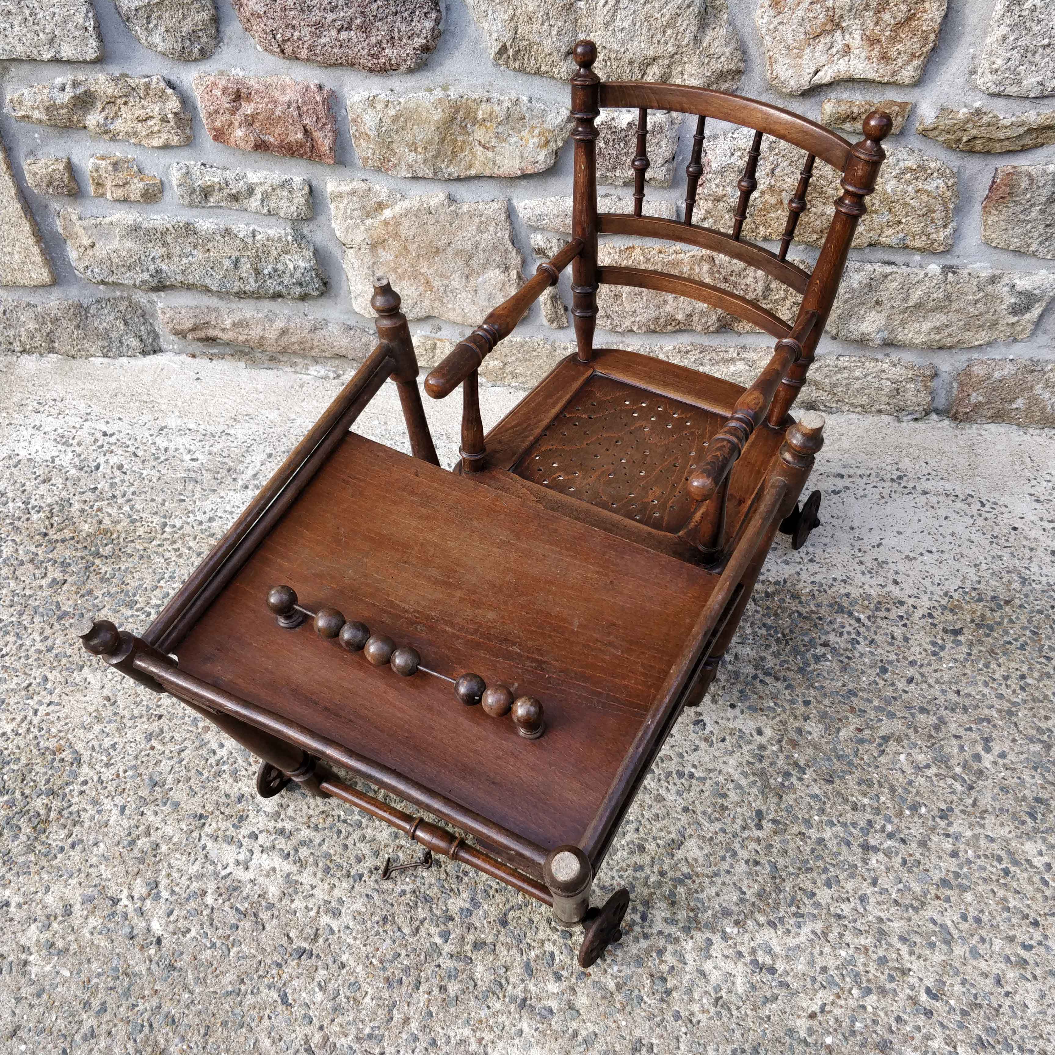 Folding wooden children's high chair