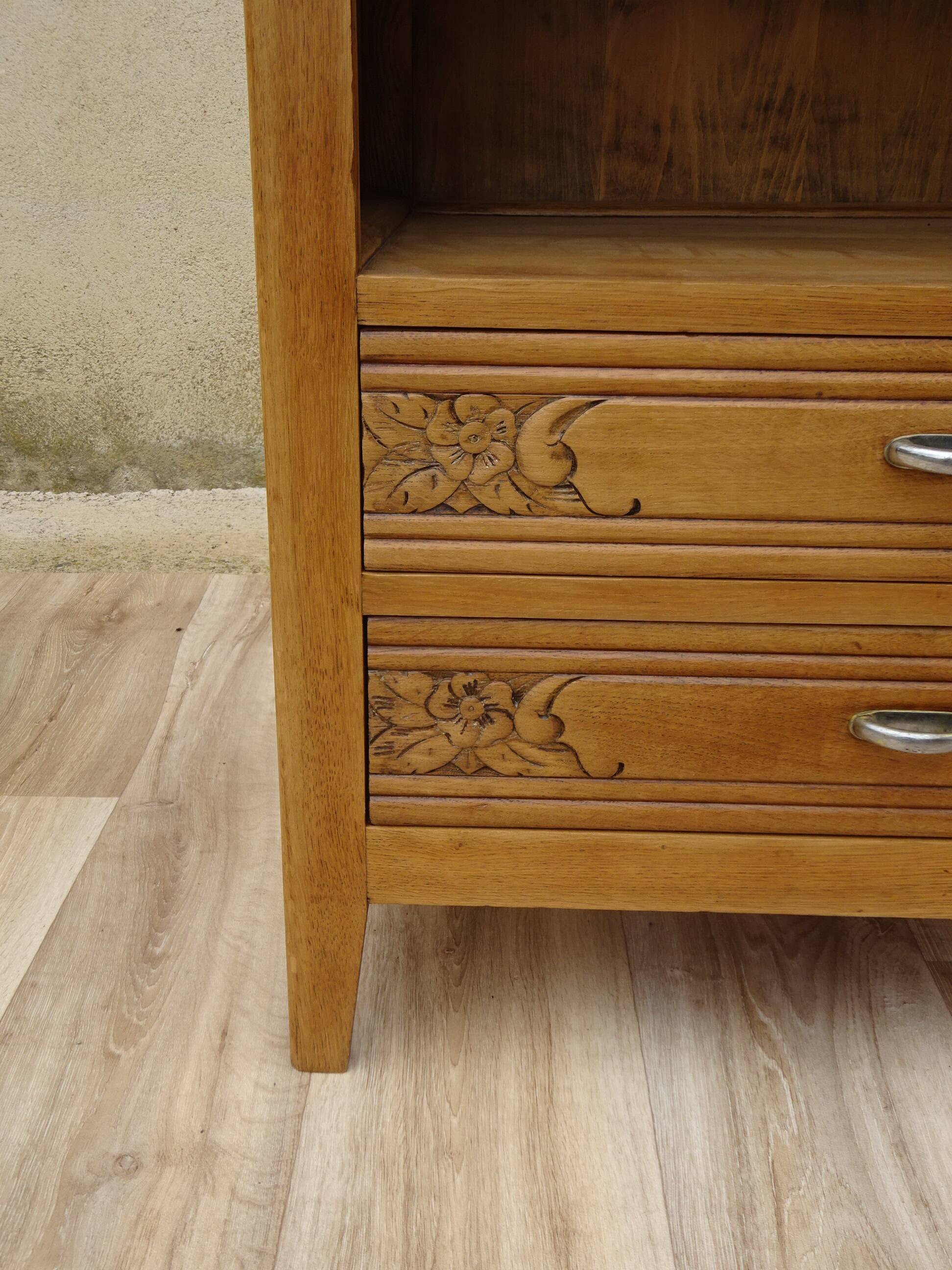 Art Deco bedside table in oak, restored
