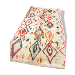 Tapis berbère Azilal à losanges multicolore en laine et tissé main