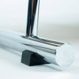 Dutch design Rob Eckhardt chaise longue white leather tubular steel, 1980s