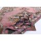 Vintage Turkish hand-knotted wool cotton pink area rug 180x475