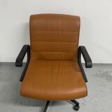 Fauteuil en cuir Cognac Richard Sapper édition Knoll