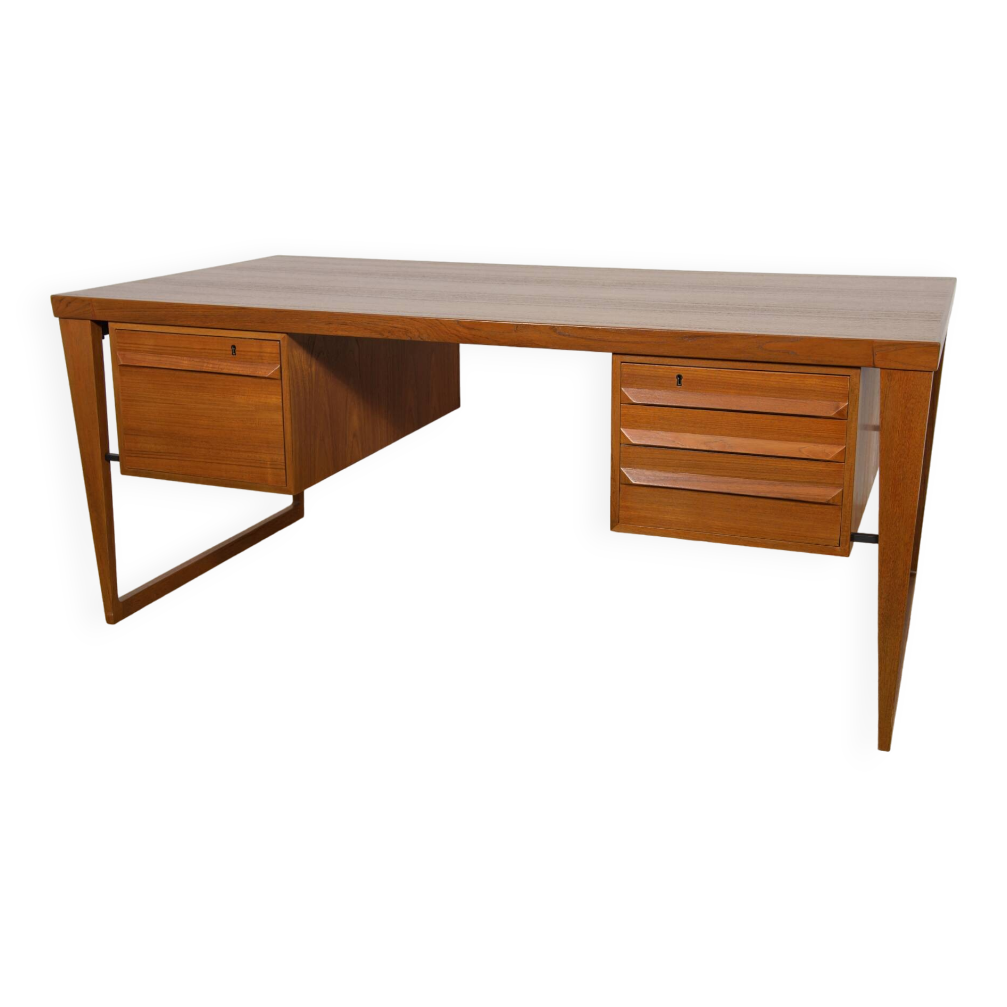 Teak Model 70 Desk by Kai Kristiansen for Feldballes Møbelfabrik, 1960s