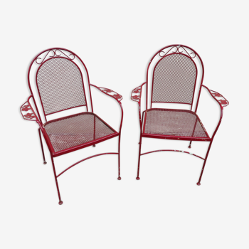 Paire de fauteuils de jardin en fer forgé