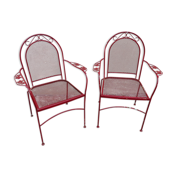 Paire de fauteuils de jardin en fer forgé