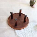 Round coffee table in wood and ceramic by Roger Capron, herbier/garrigue model, 60s/70s
