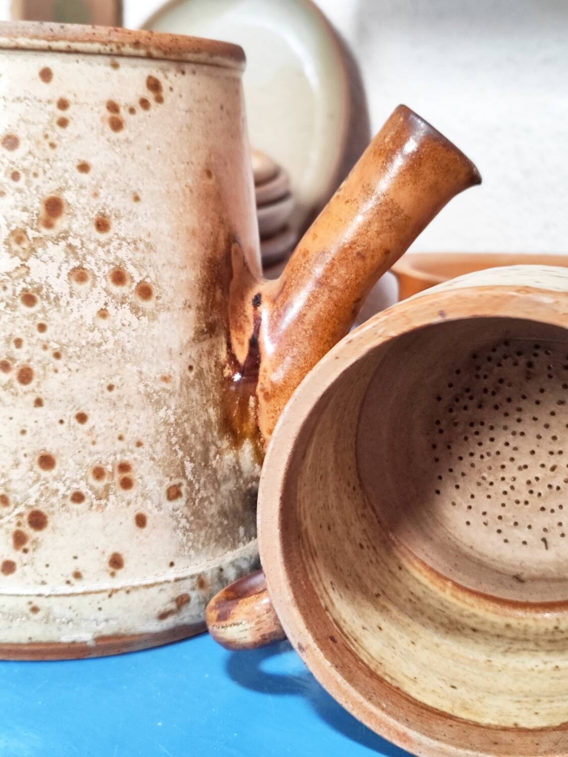 Stoneware teapot from the 1970s signed JP Prudhomme.
