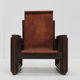 Vintage sculptural leather armchair by Anacleto Spazzapan, Italy 1970s