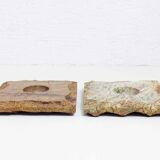 Pair of travertine candlesticks