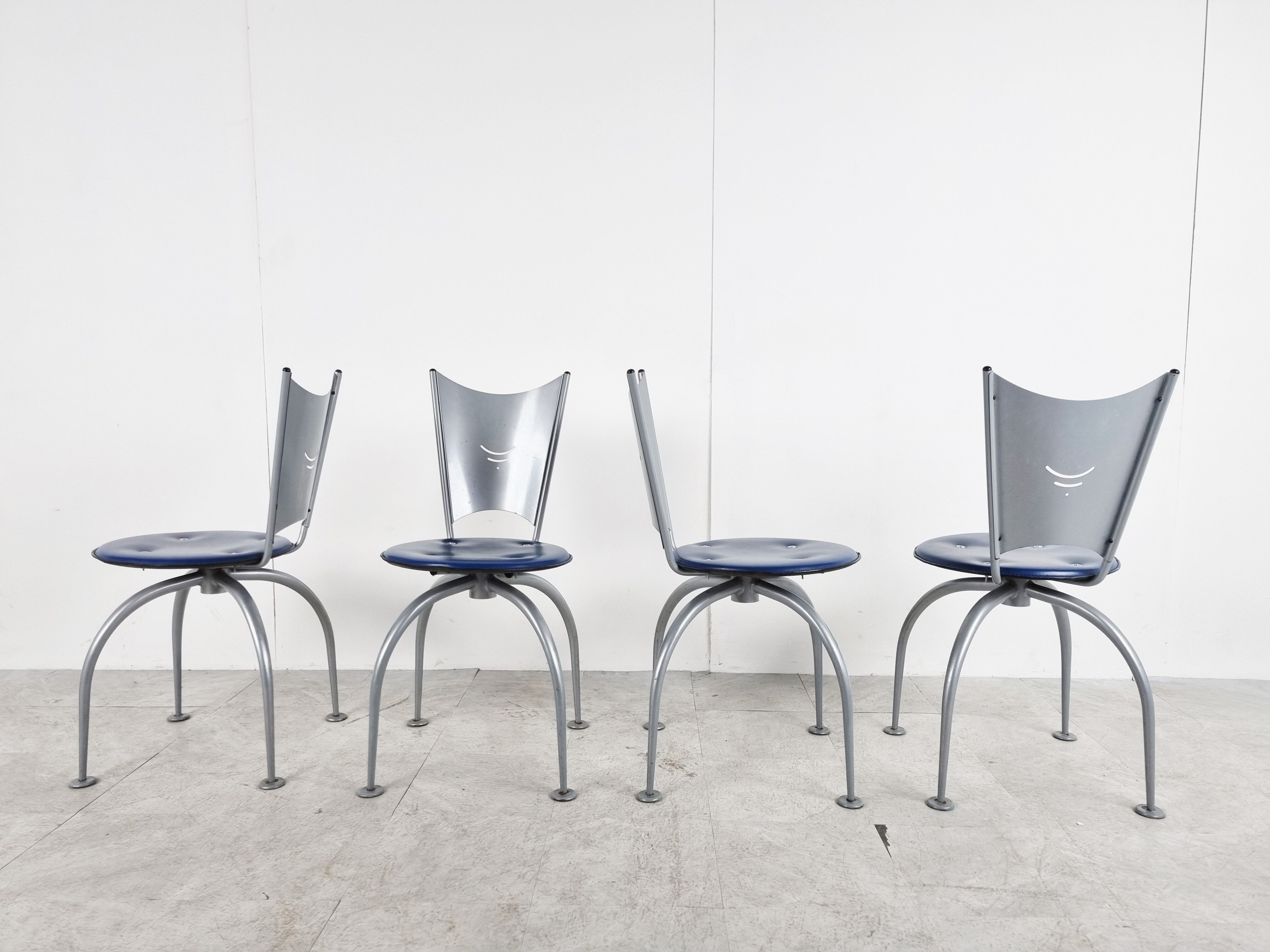 Post modern metal dining chairs, 1990s