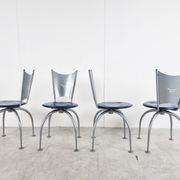 Chaises de salle à manger en métal post-modernes, années 1990