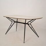 Mid-Century Italian Dining Table in Black Lacquered Metal and Formica, 1952