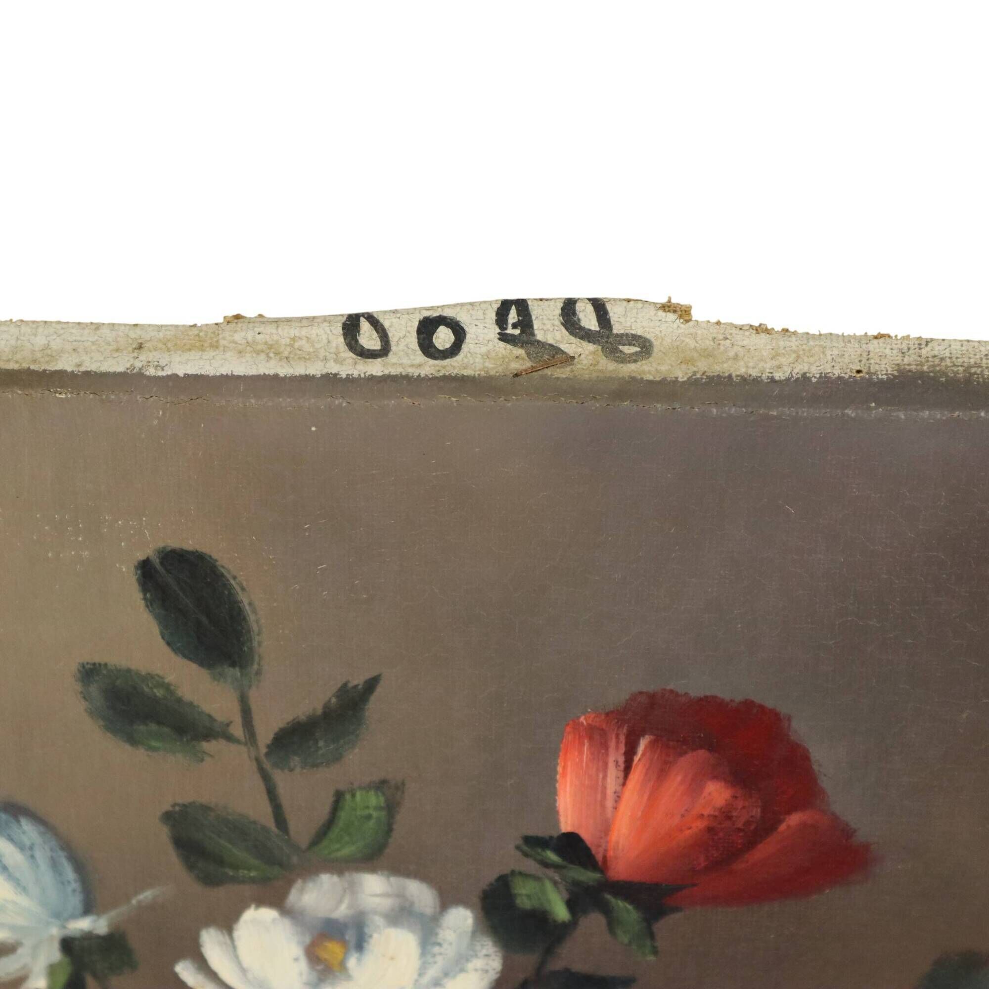 Vintage Floral Still Life Painting Signed J. Rems 60x50cm