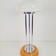 Vintage Mushroom Opaline Glass and Chrome Table Lamp, 1970s