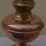 All pink copper kerosene lamp and its glass