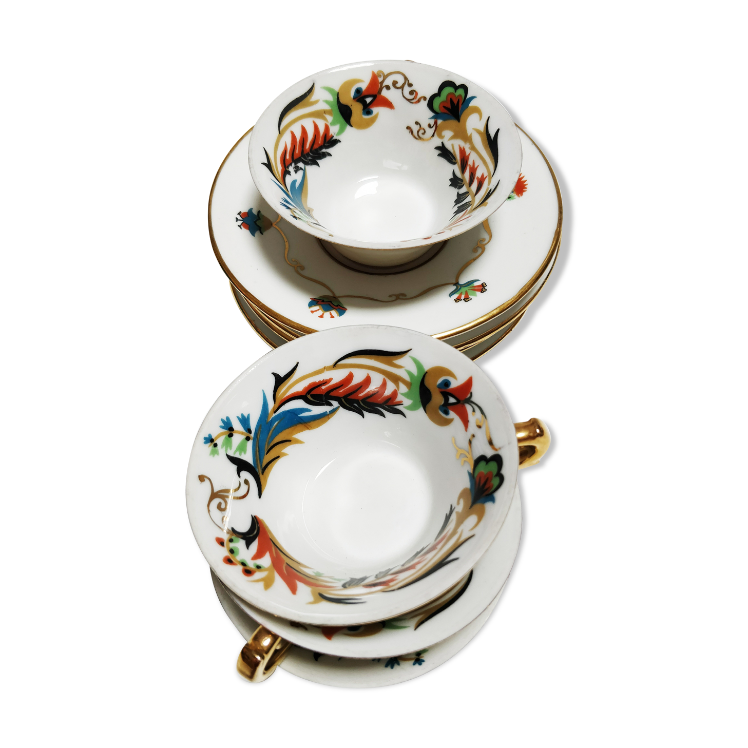 Art Deco Snake Porcelain Coffee Cups