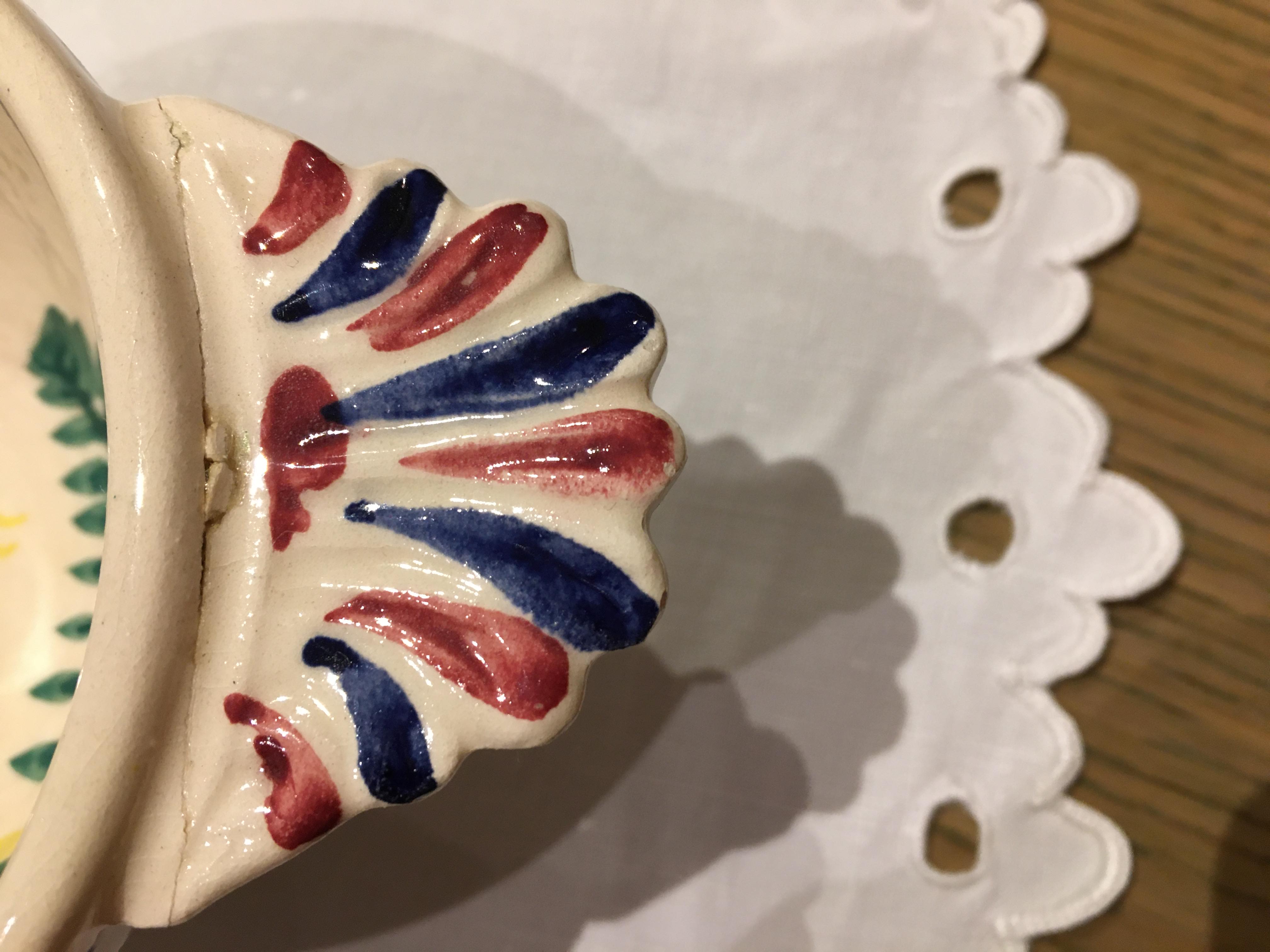 2 Ancient Ear Bowls (1950) - Hand-painted Quimper Ceramics