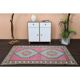 1970s vintage Turkish hand-knotted wool cotton pink area rug 128x208