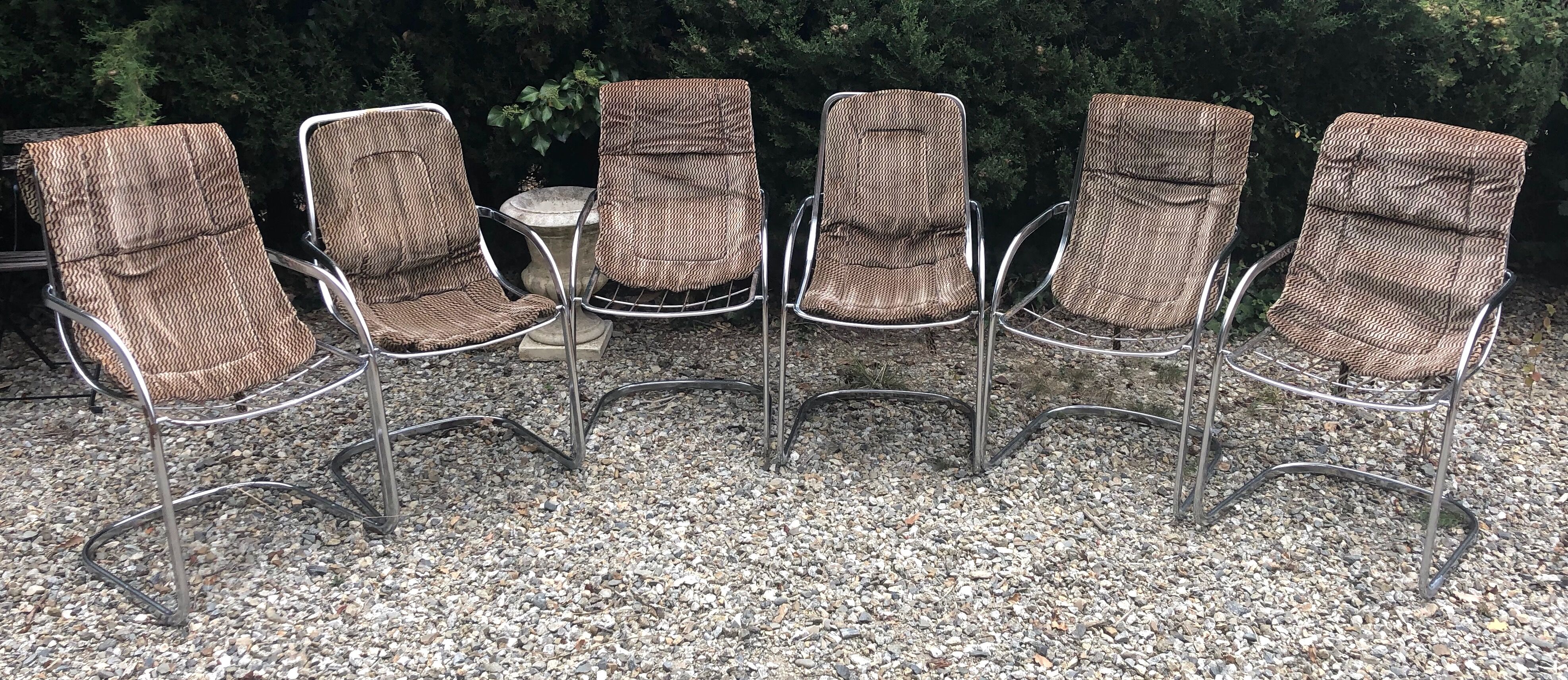 Lot of 6 chrome chairs Cidue edition, Italy 70s/80s