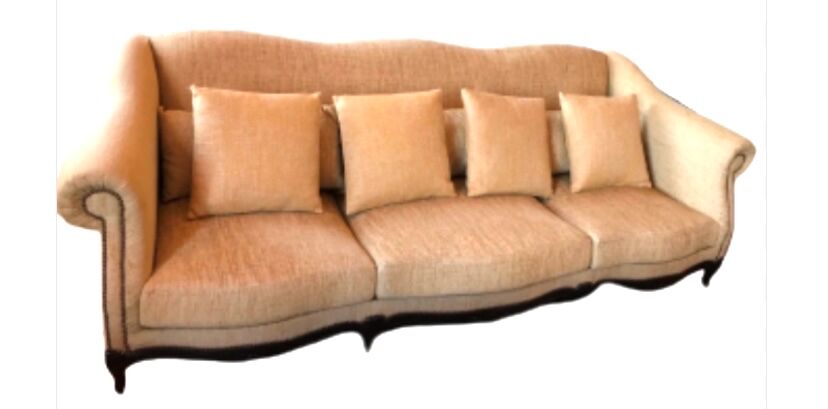 3-seater Louis XV style sofa in off-white cream fabric