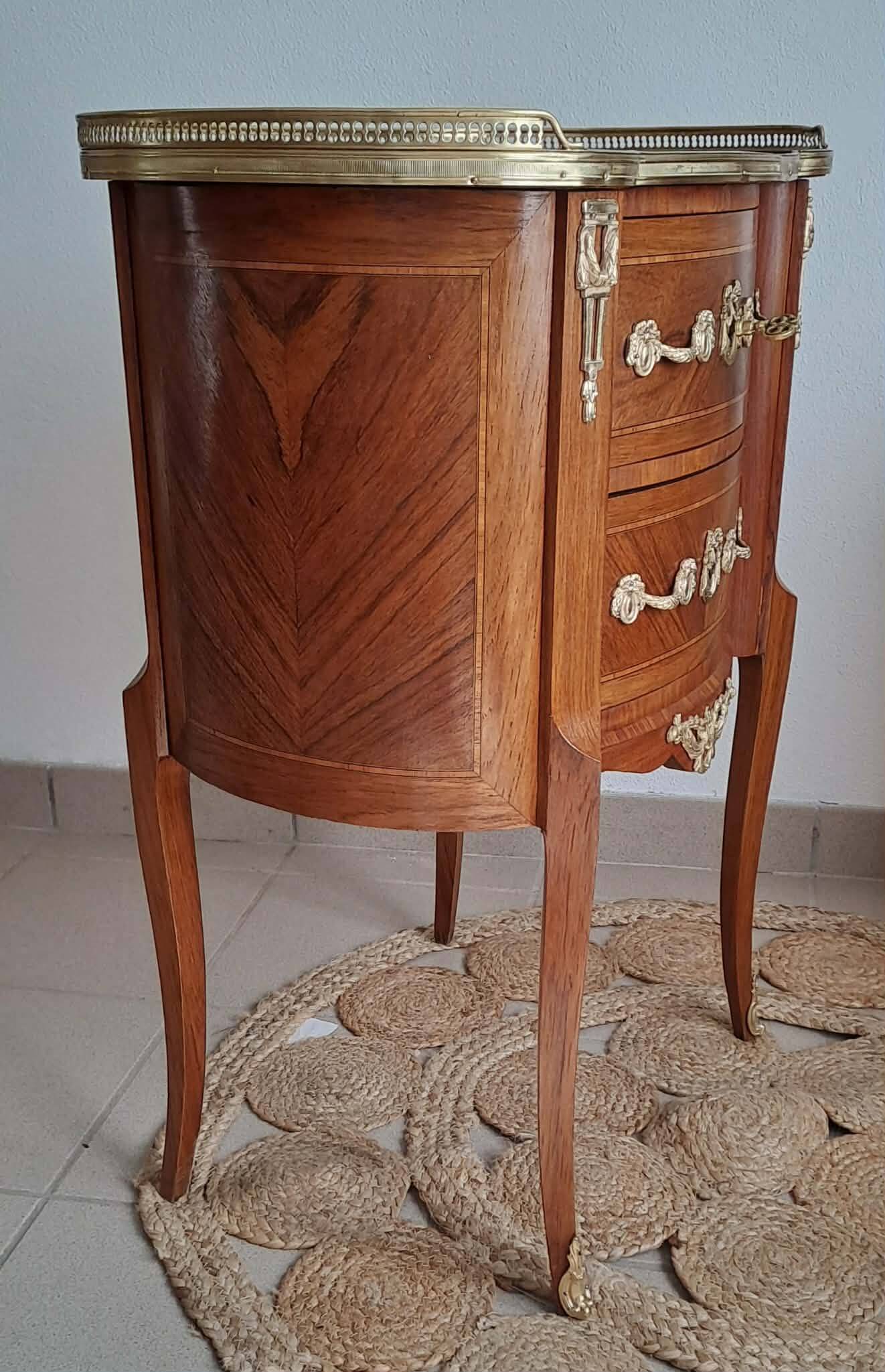Louis XVI style marquetry bedside table