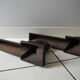 Pair of old chenets sphinx cast iron deco back from egypt