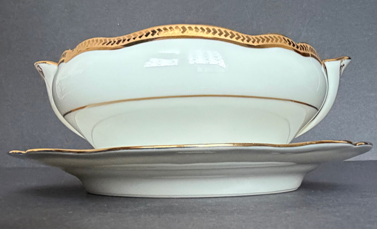 Antique sauce boat in Limoges porcelain
