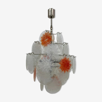 Mid-Century design glass disc chandelier by Vistosi, 1970s