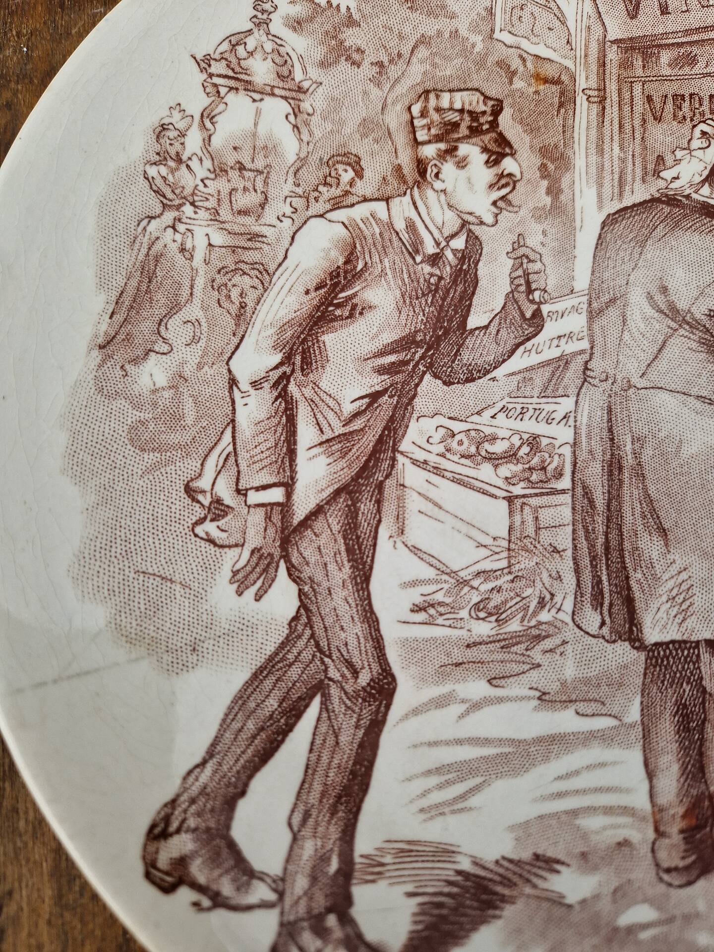 Set of 6 earthenware plates from Sarreguemines U&C Signs of the Times.