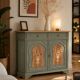 GREEN BRONZE AND WOOD BUFFET WITH MARQUETRY