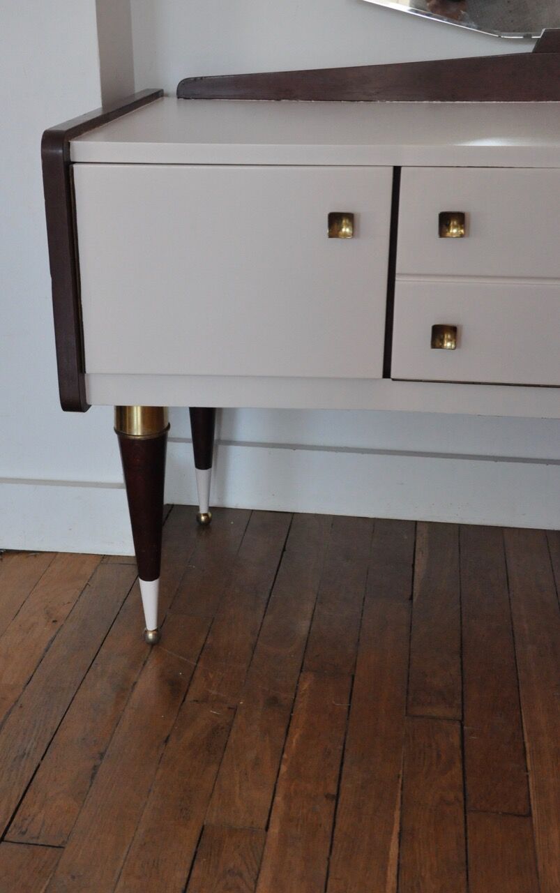 Vintage dressing table  nude and wood