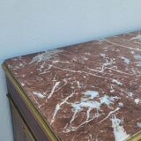 Buffet meuble d'appuie Napoléon iii en marqueterie florale et marbre 19ème