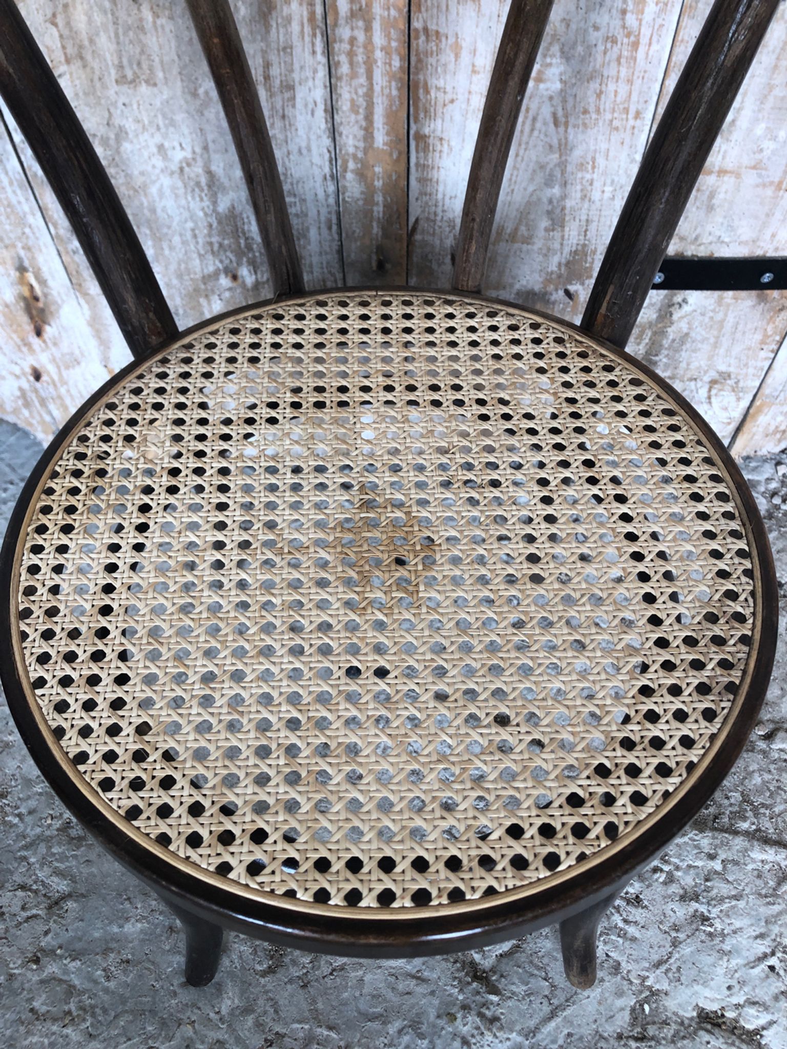 Chair bistrot style thonet dark wood & seat cannée 70s vintage #a233