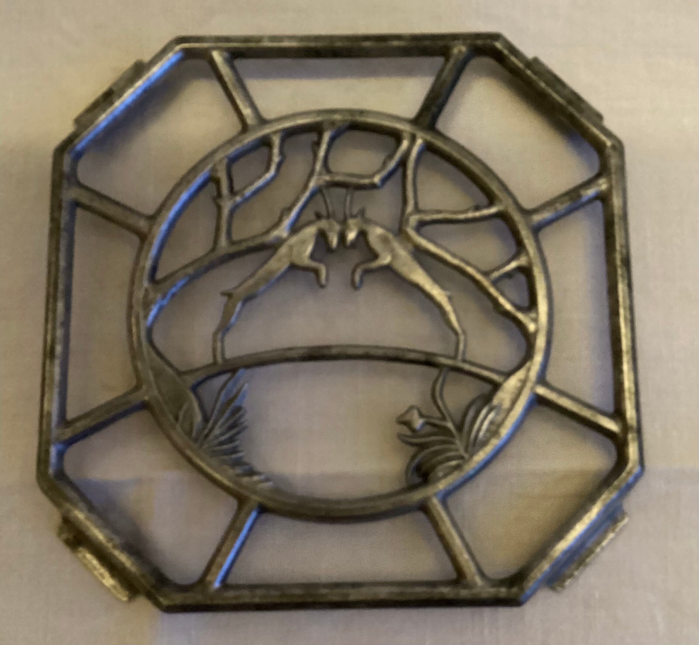 Old underplate decorations aluminum deer - vintage