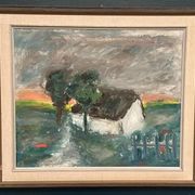 Original Danish Oil on Panel – “Landskap med hus” by Kai Nielsen – Signed – Vintage & Framed